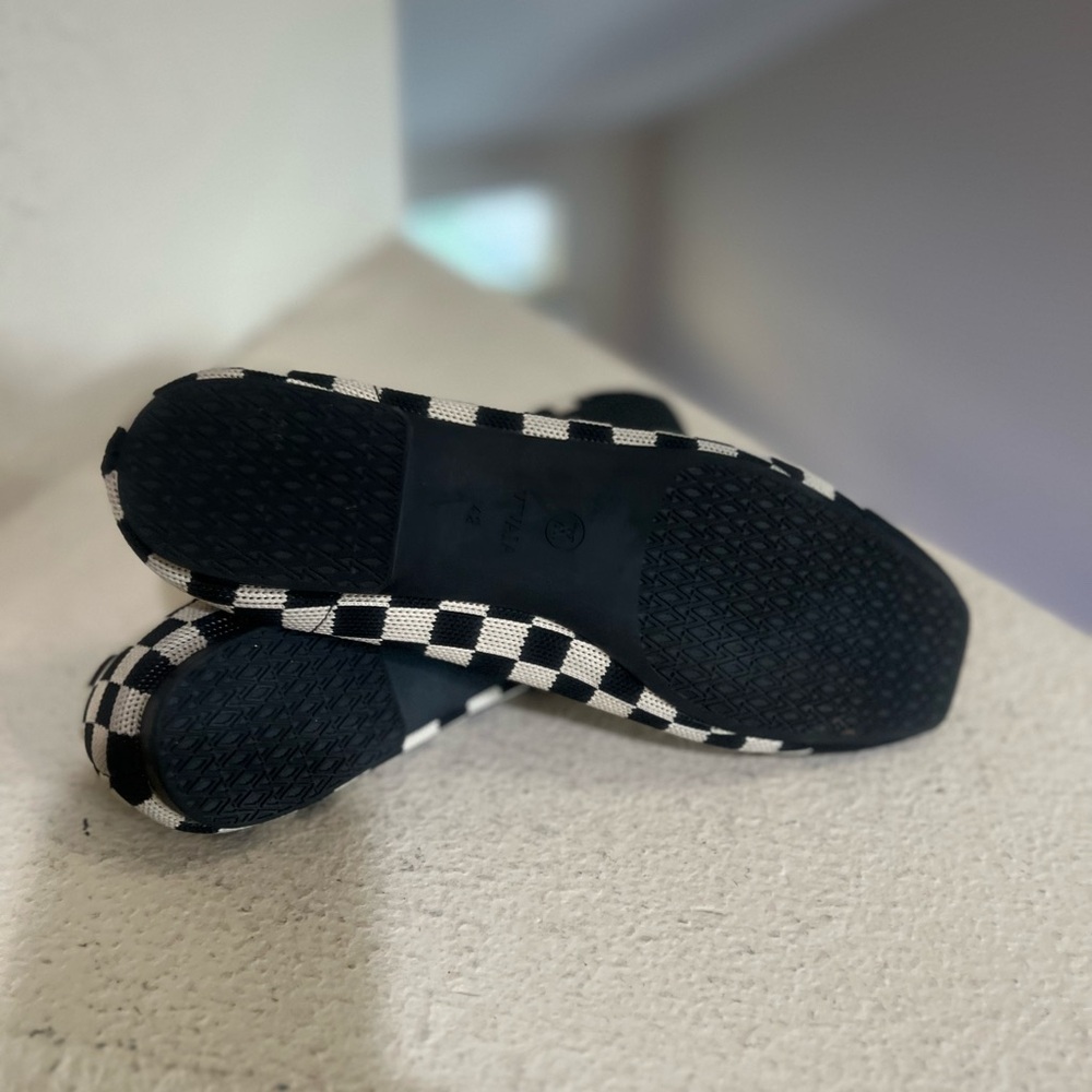 Vivaia Shoes Margot 2.0 Black & White Checker Knit Ballet Flats Chic Preppy 42 - Picture 8 of 11
